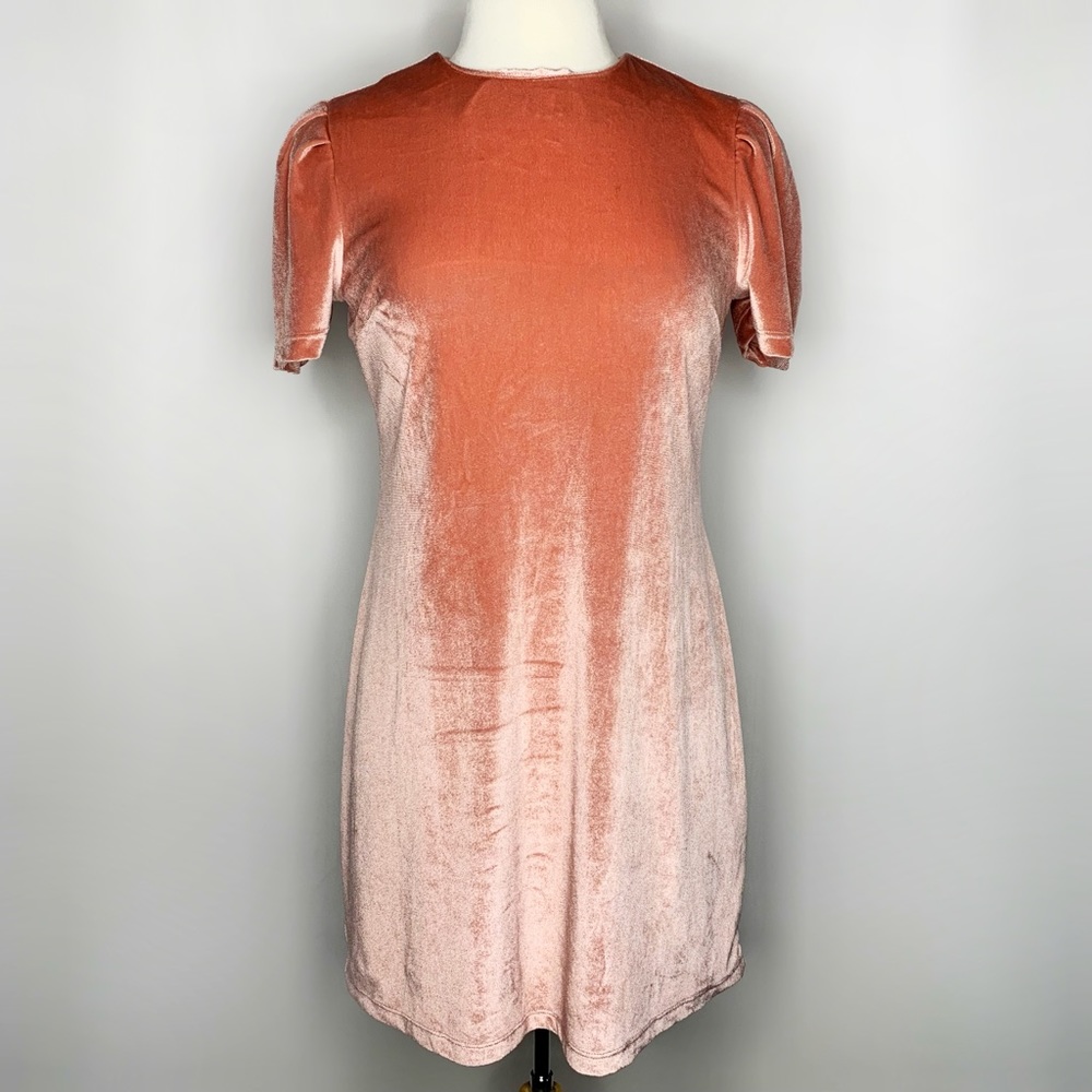 WAYF Puff Sleeve Velvet Dress Size Small